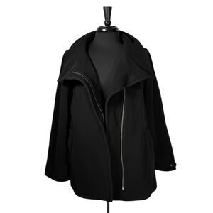 Cole Haan Womens Coat 8 Black Wool Cashmere Blend Asymmetrical Zip Winter Jacket